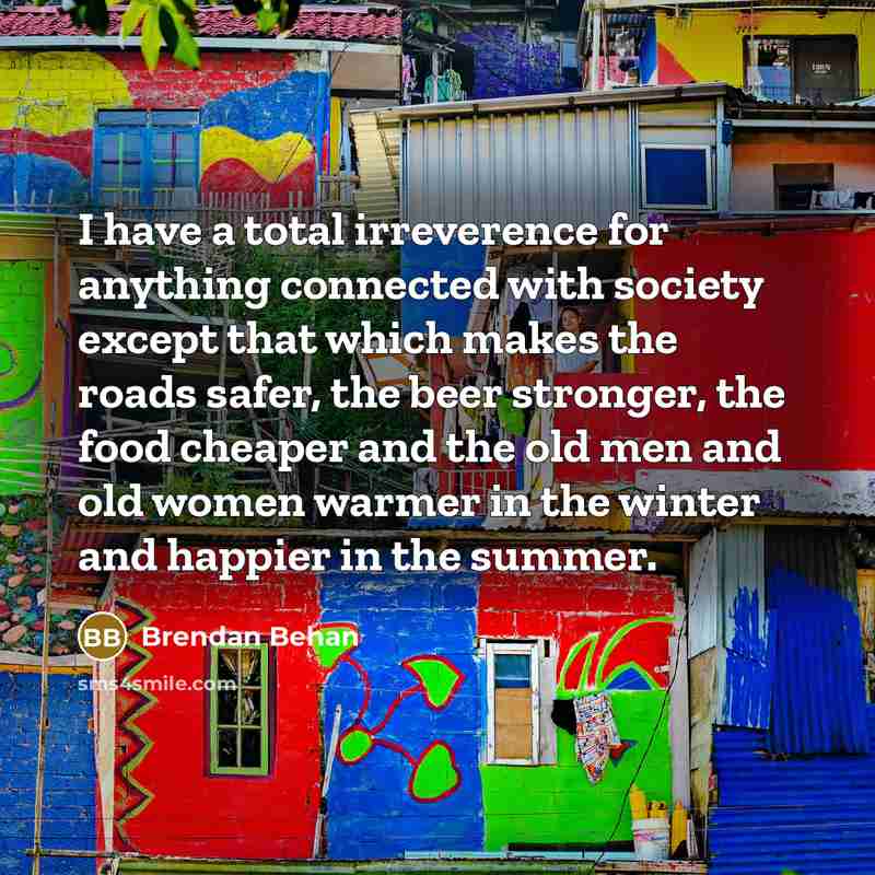 “I have a total irreverence for anything connected with society…” quote by Brendan Behan