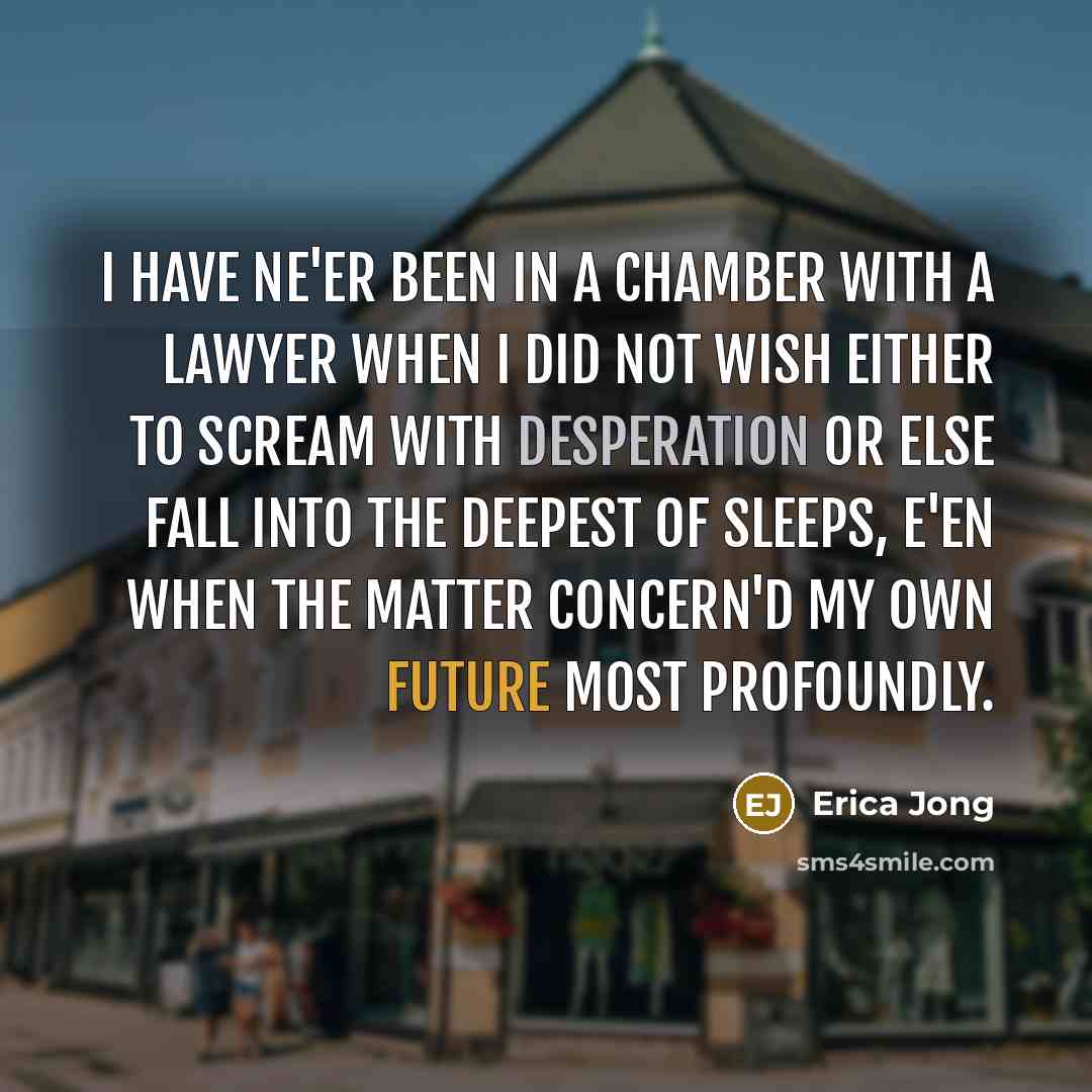 “I have ne'er been in a chamber with a lawyer…” quote by Erica Jong