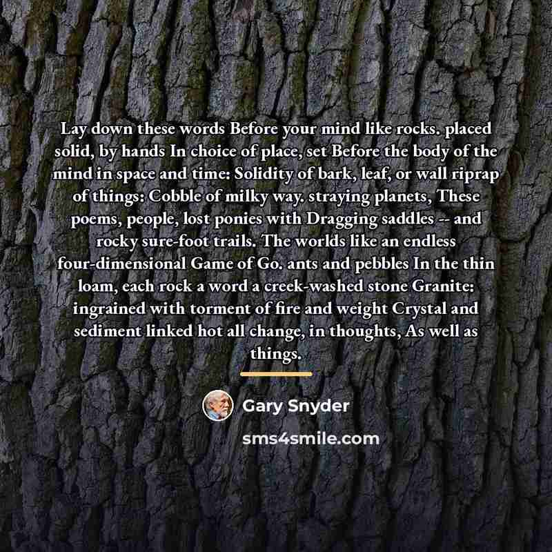 “Lay down these words Before your mind like rocks. placed…” quote by Gary Snyder