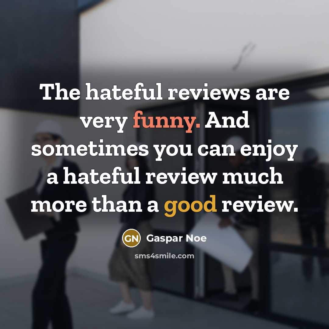 “The hateful reviews are very funny. And sometimes you can…” quote by Gaspar Noe