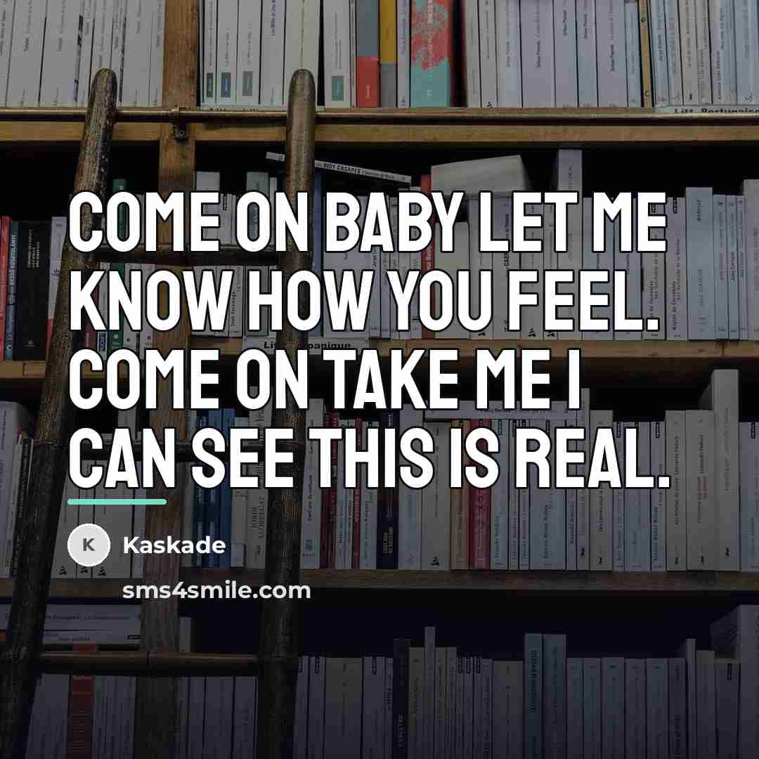 “Come on baby let me know how you feel. Come…” quote by Kaskade