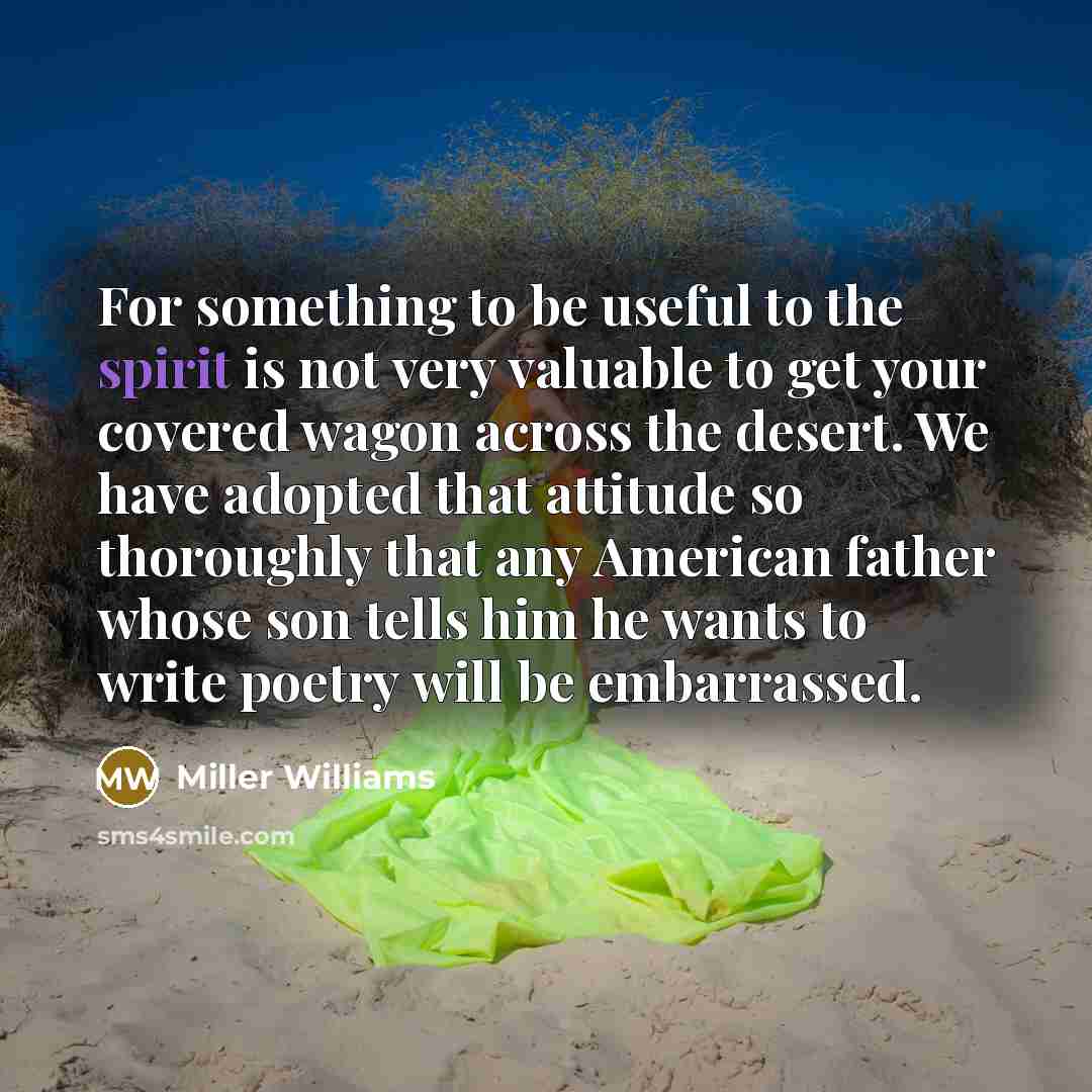 “For something to be useful to the spirit is not…” quote by Miller Williams