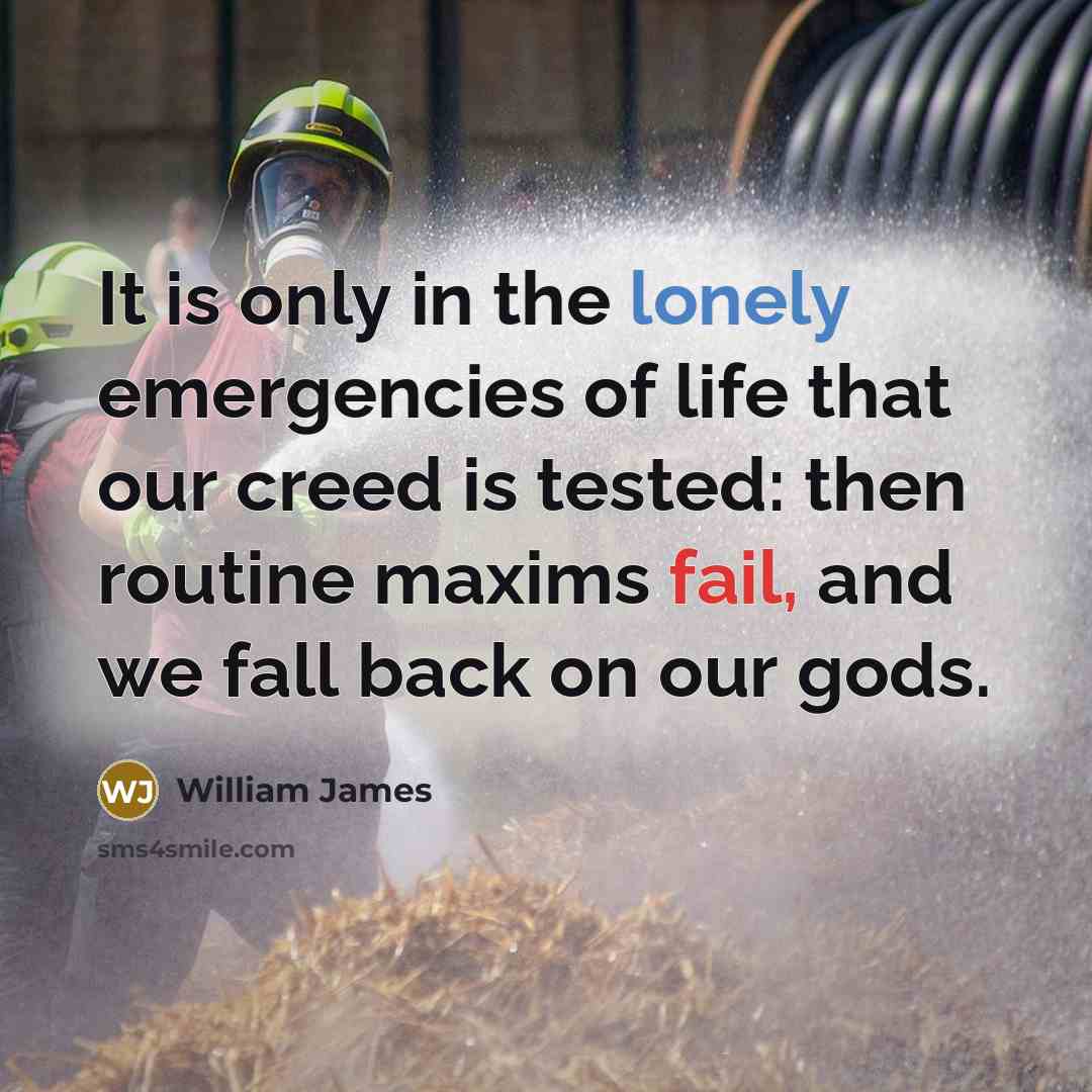 “It is only in the lonely emergencies of life that…” quote by William James