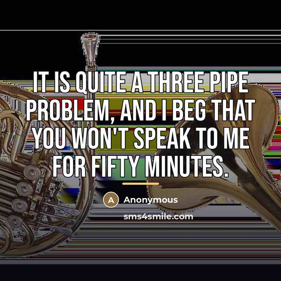 “It is quite a three pipe problem, and I beg…” quote by Anonymous