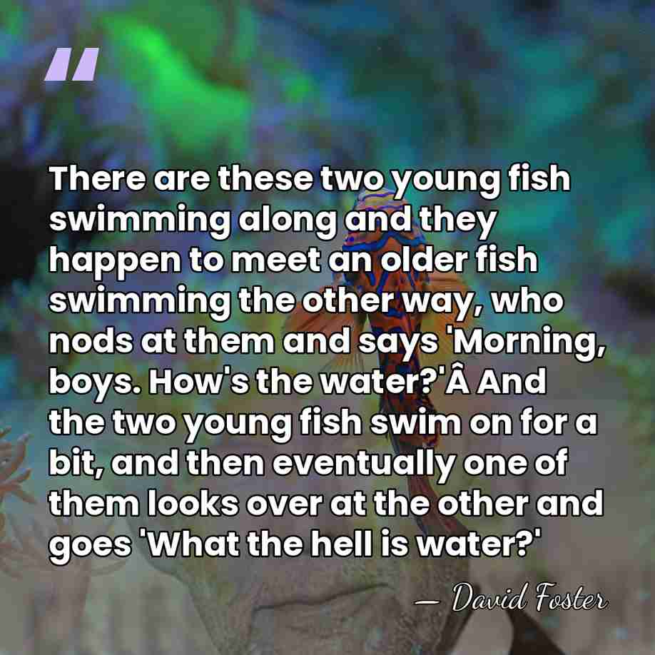 There are these two young fish swimming along and they happen to&hellip; - David Foster