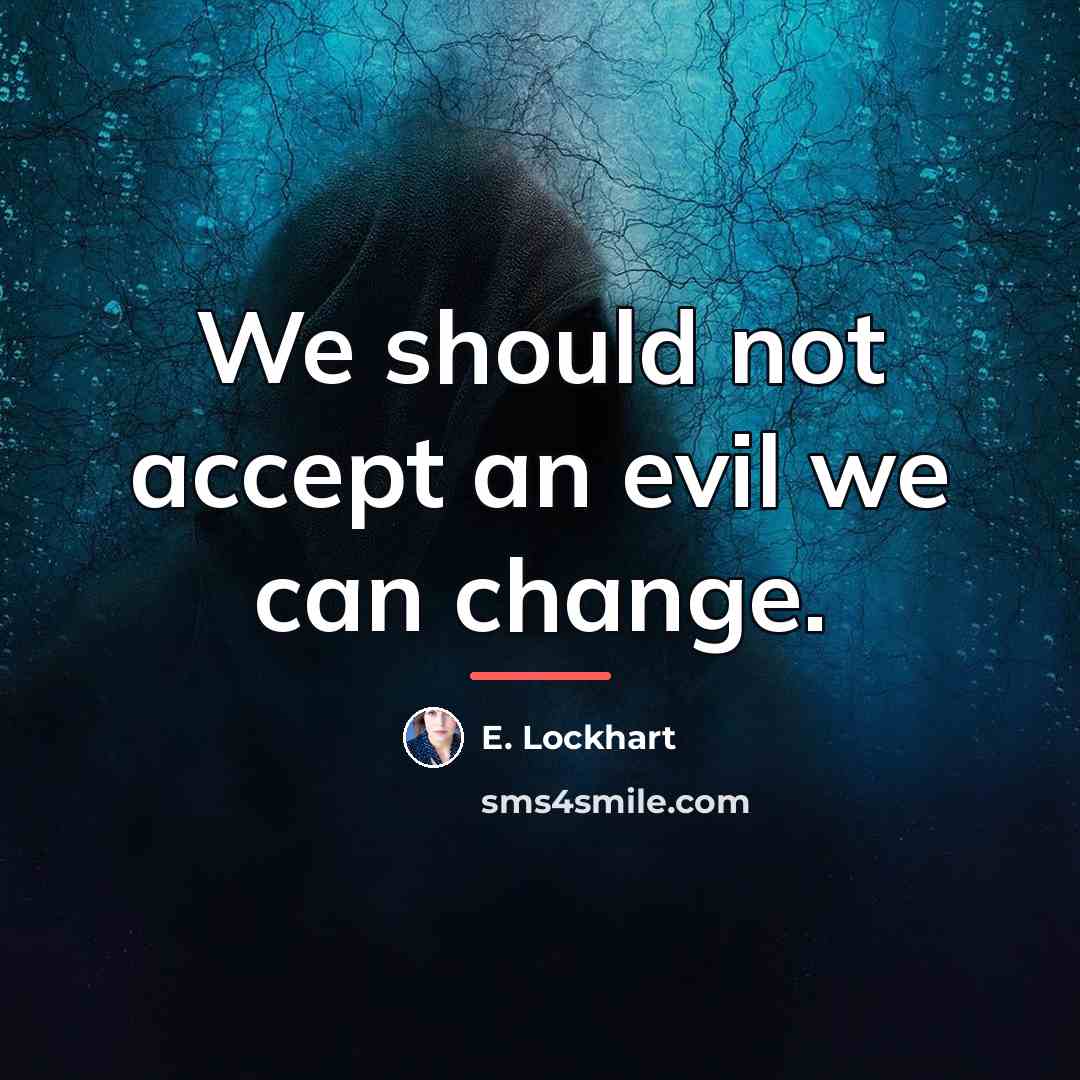 “We should not accept an evil we can change.…” quote by E. Lockhart