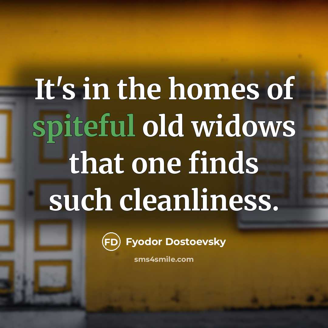 “It's in the homes of spiteful old widows that one…” quote by Fyodor Dostoevsky