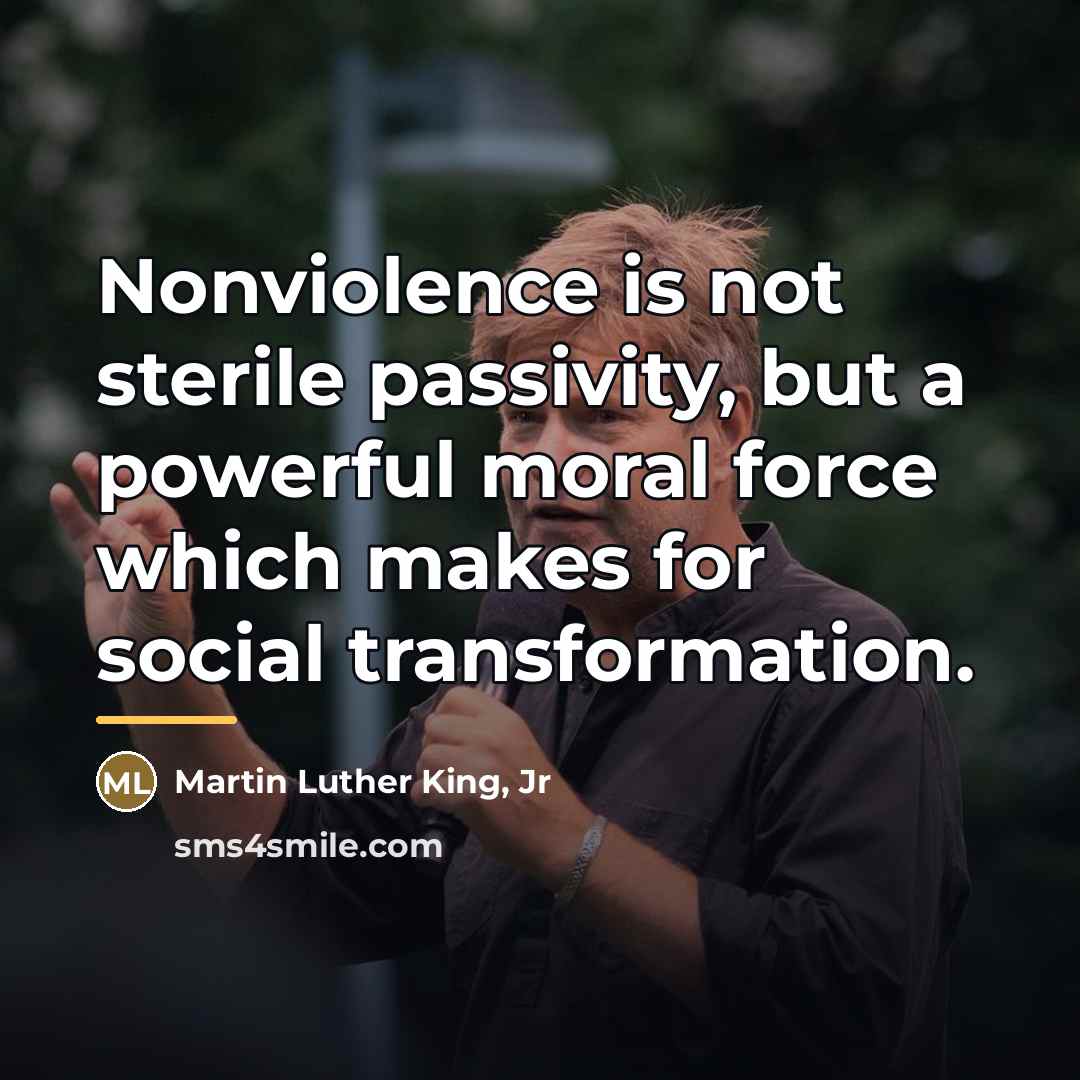 “Nonviolence is not sterile passivity, but a powerful moral force…” quote by Martin Luther King, Jr