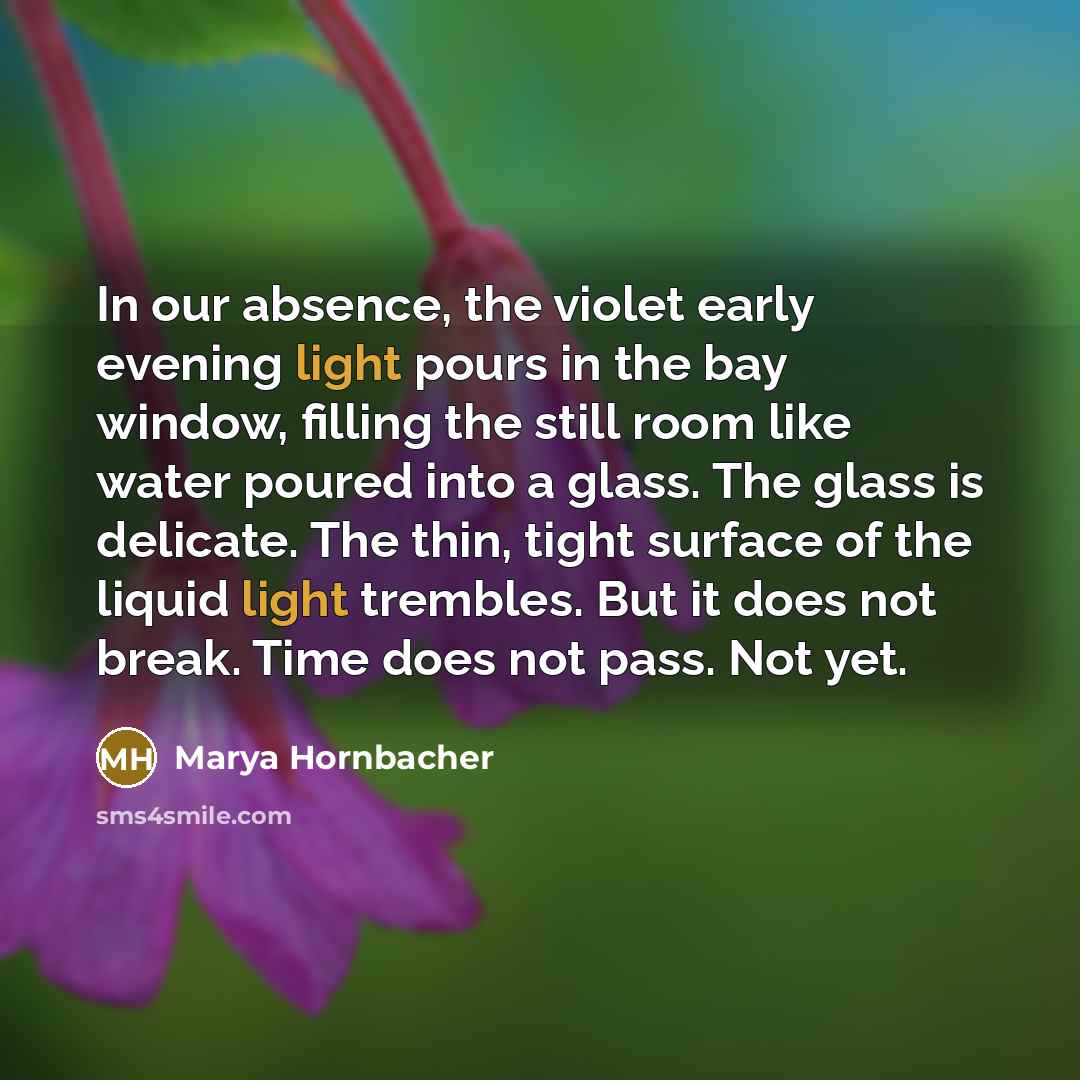 “In our absence, the violet early evening light pours in…” quote by Marya Hornbacher