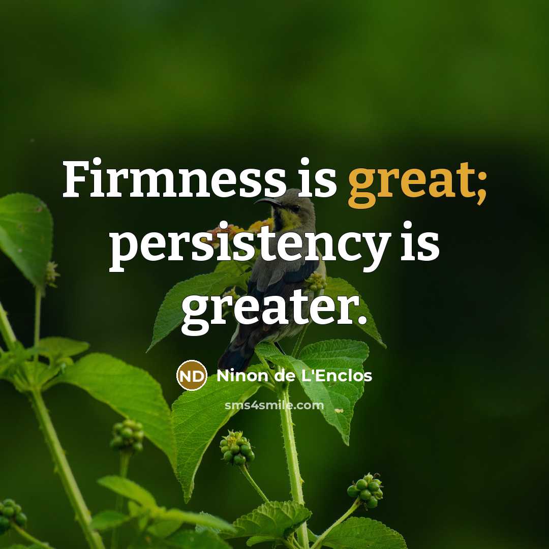 “Firmness is great; persistency is greater.…” quote by Ninon de L'Enclos