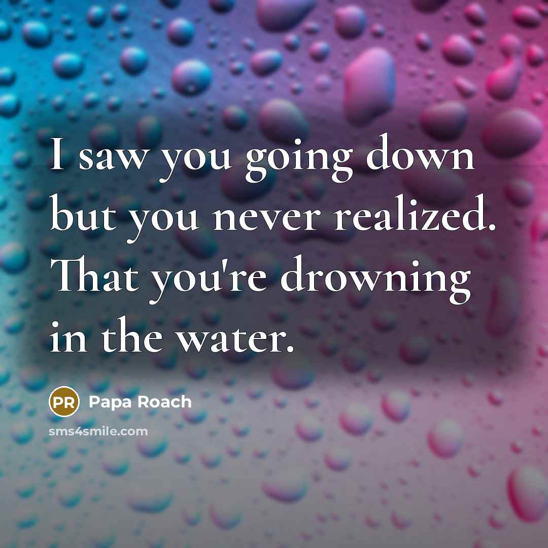 “I saw you going down but you never realized. That…” quote by Papa Roach