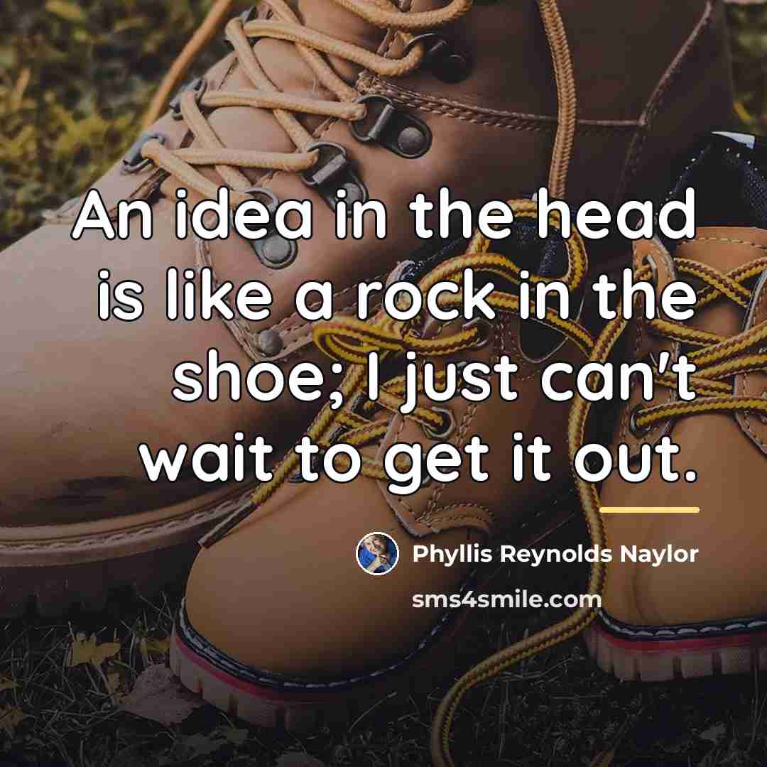 “An idea in the head is like a rock in…” quote by Phyllis Reynolds Naylor