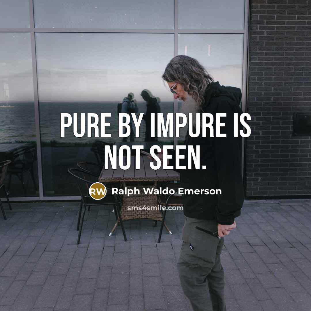 “Pure by impure is not seen.” quote by Ralph Waldo Emerson