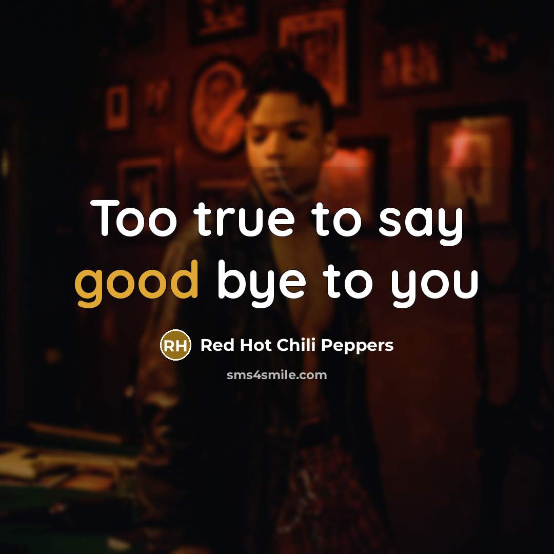 “Too true to say good bye to you” quote by Red Hot Chili Peppers