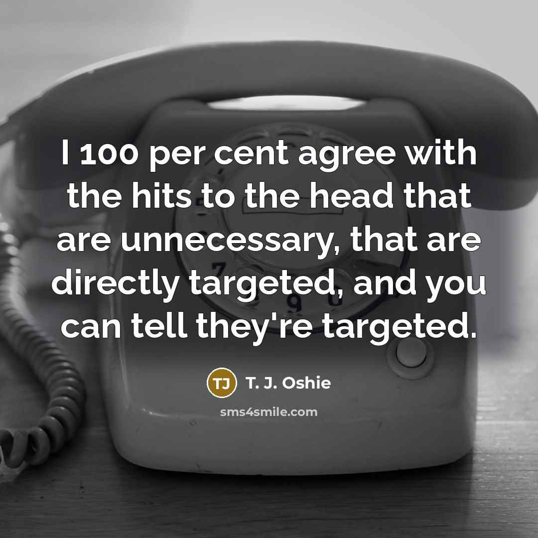 “I 100 per cent agree with the hits to the…” quote by T. J. Oshie
