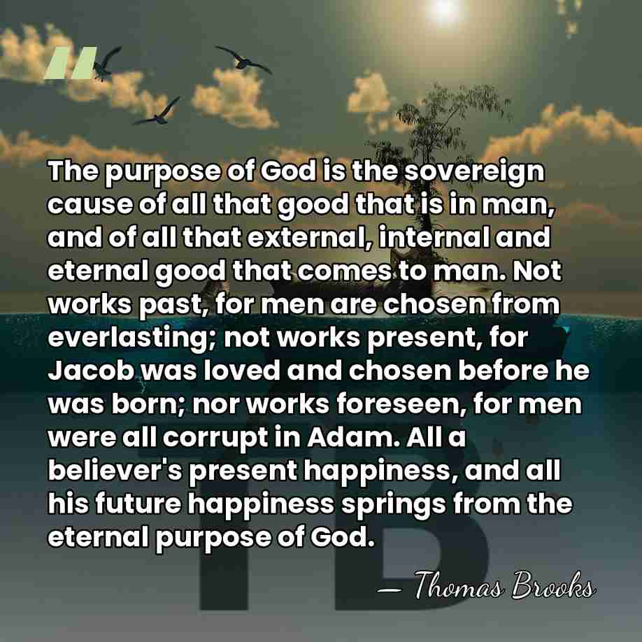 The purpose of God is the sovereign cause of all that good&hellip; - Thomas Brooks