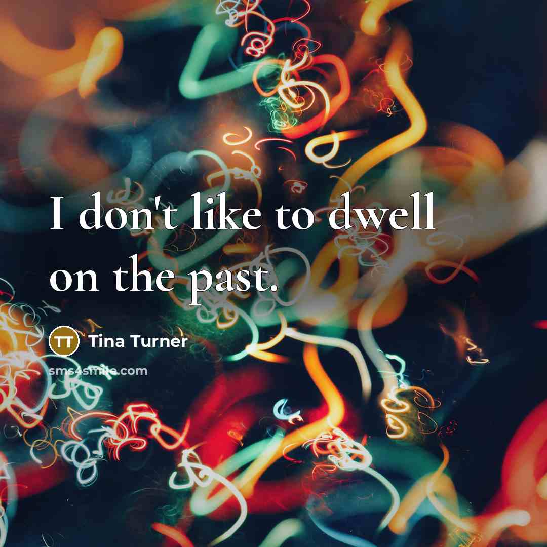 “I don't like to dwell on the past.…” quote by Tina Turner
