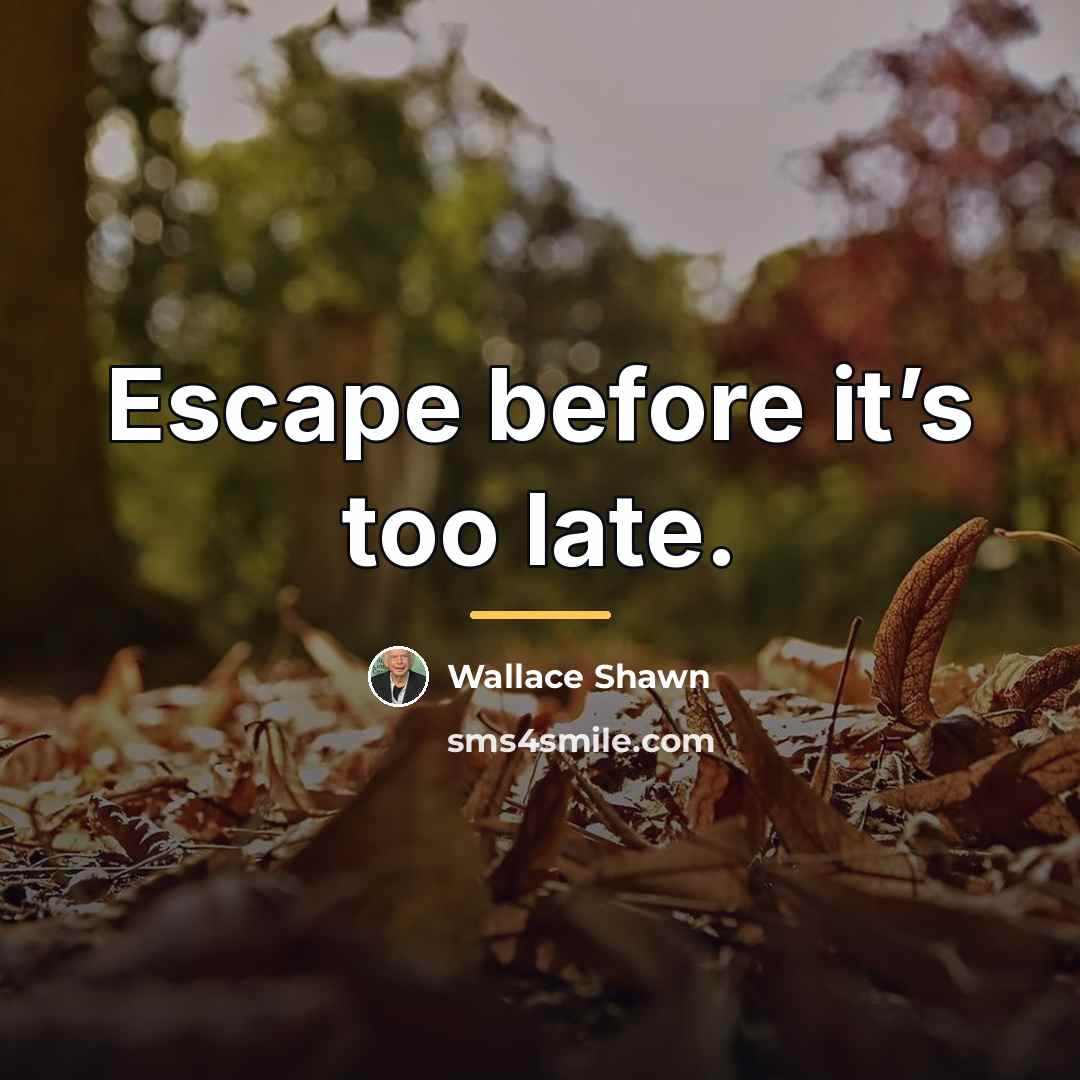 “Escape before it’s too late.…” quote by Wallace Shawn