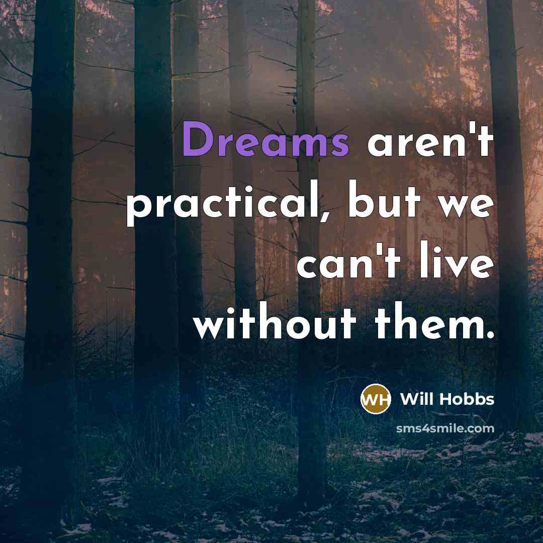 “Dreams aren't practical, but we can't live without them.…” quote by Will Hobbs