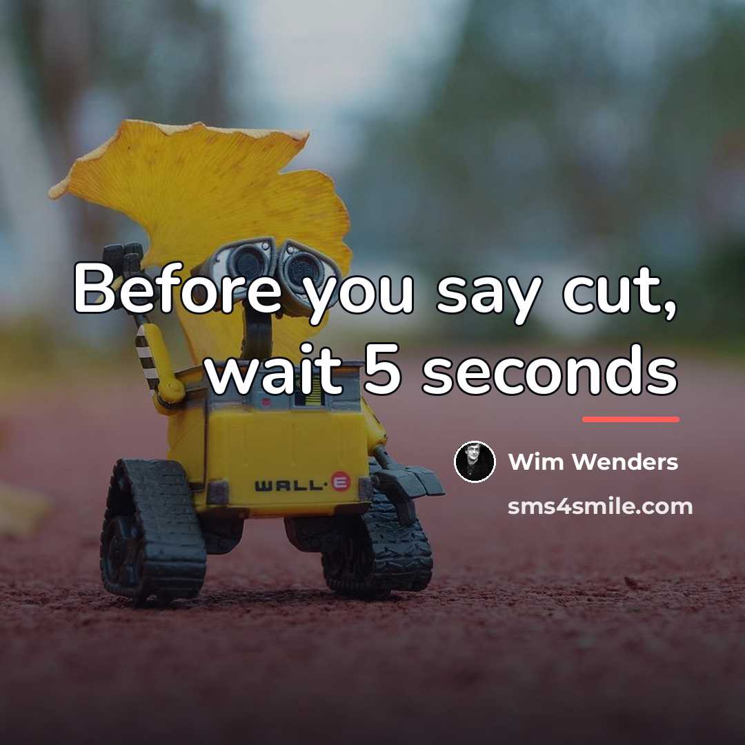 “Before you say cut, wait 5 seconds…” quote by Wim Wenders