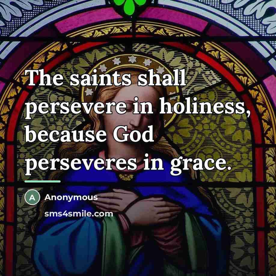 “The saints shall persevere in holiness, because God perseveres in…” quote by Anonymous