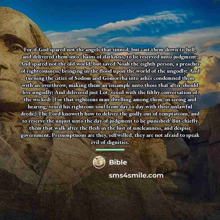 “For if God spared not the angels that sinned, but…” quote by Bible