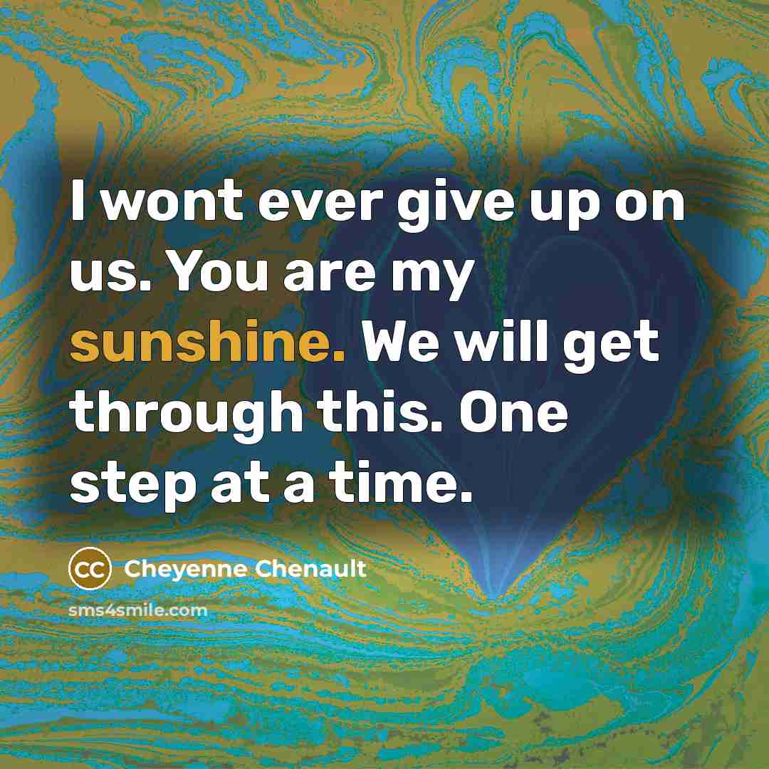 “I wont ever give up on us. You are my…” quote by Cheyenne Chenault