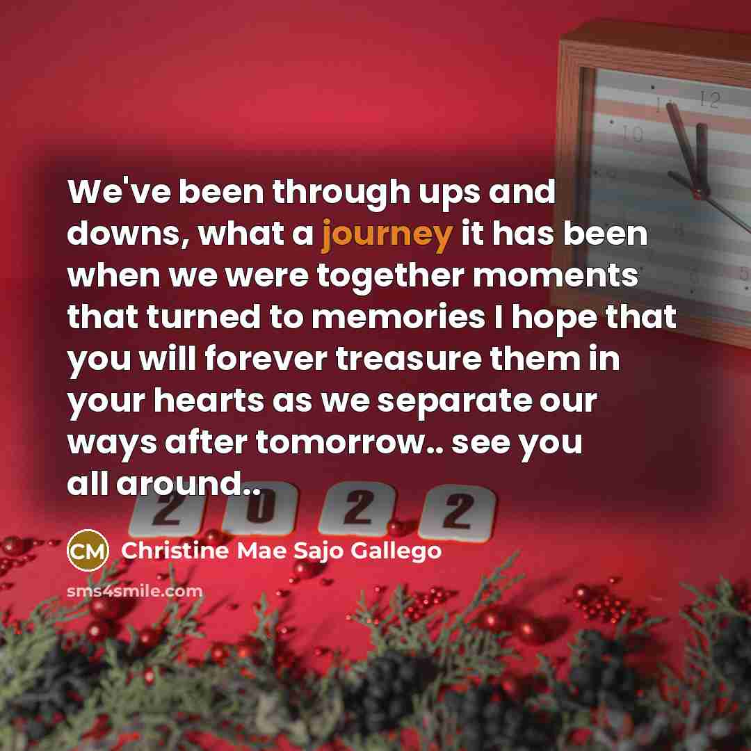 “We've been through ups and downs, what a journey it…” quote by Christine Mae Sajo Gallego