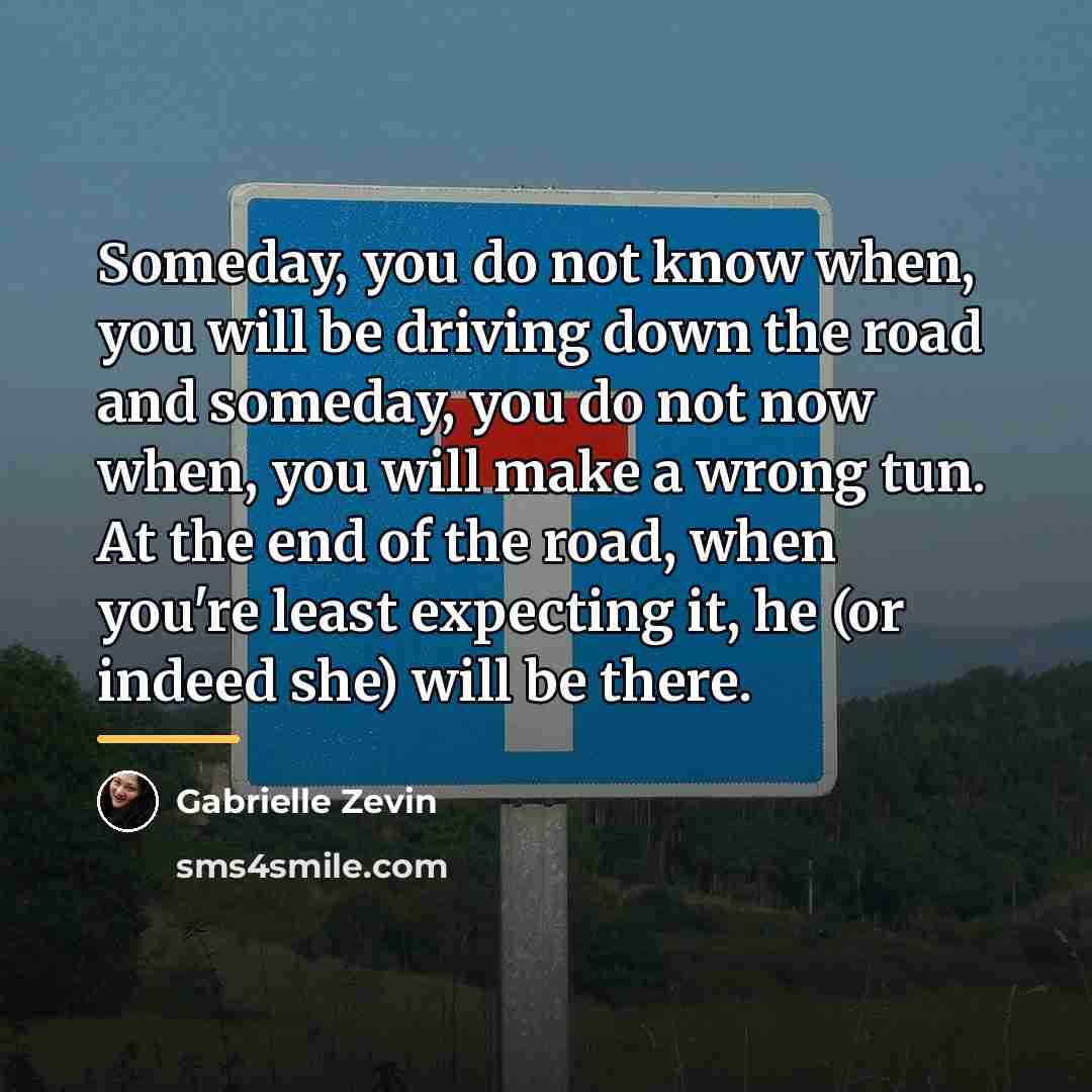 “Someday, you do not know when, you will be driving…” quote by Gabrielle Zevin