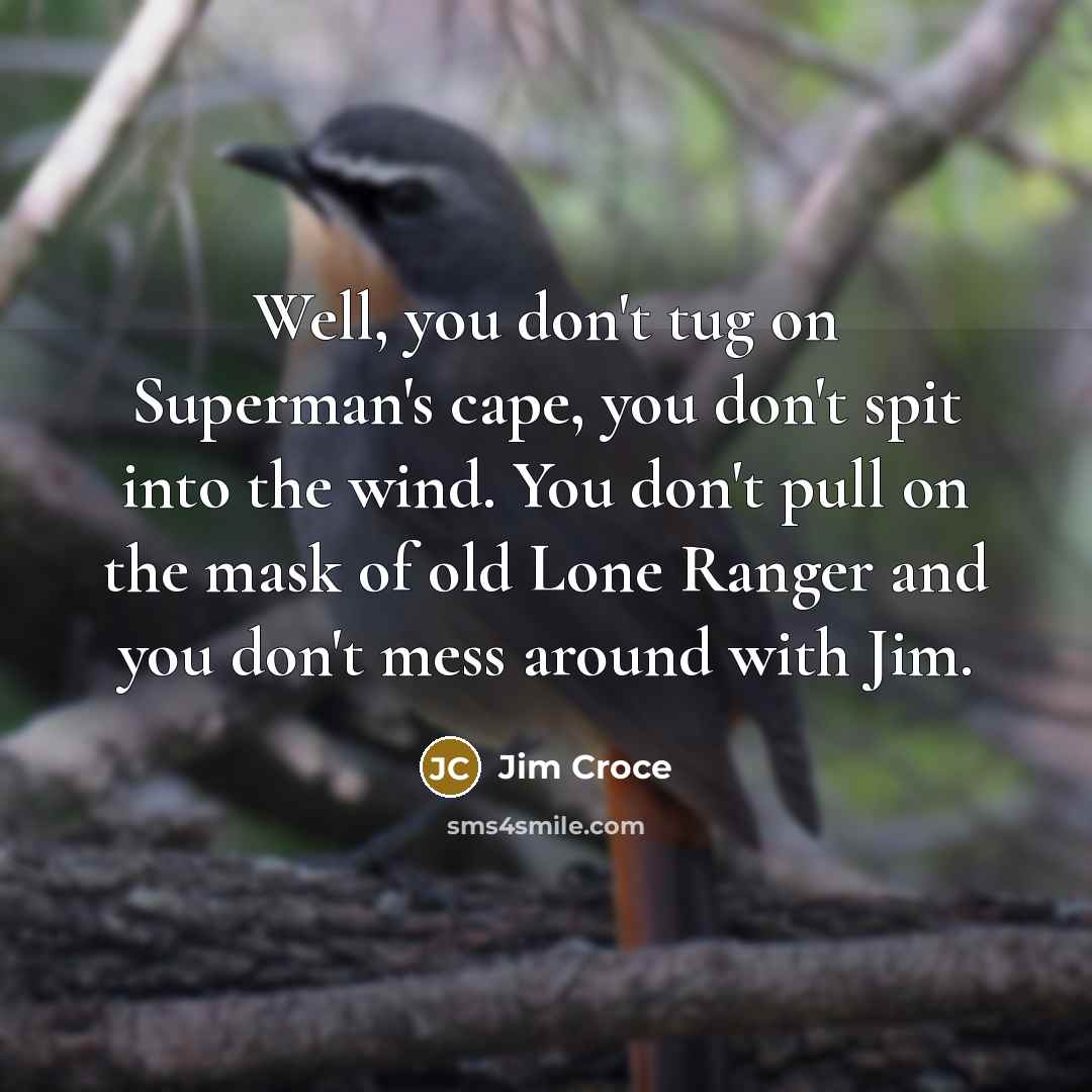 “Well, you don't tug on Superman's cape, you don't spit…” quote by Jim Croce