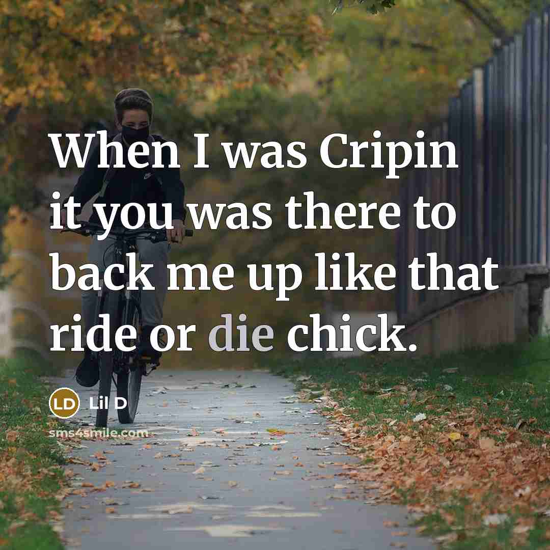 “When I was Cripin it you was there to back…” quote by Lil D