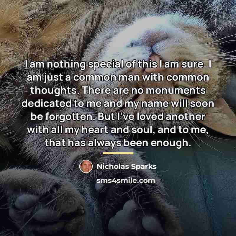 “I am nothing special of this I am sure. I…” quote by Nicholas Sparks