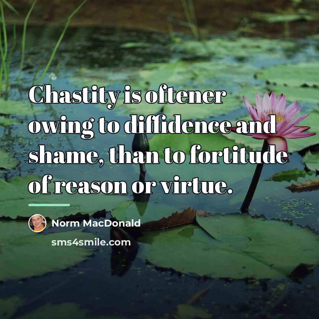 “Chastity is oftener owing to diffidence and shame, than to…” quote by Norm MacDonald