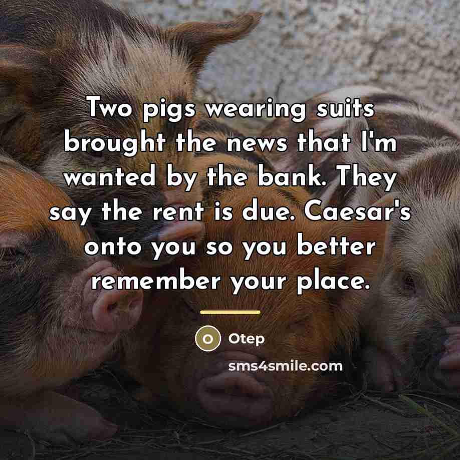 “Two pigs wearing suits brought the news that I'm wanted…” quote by Otep