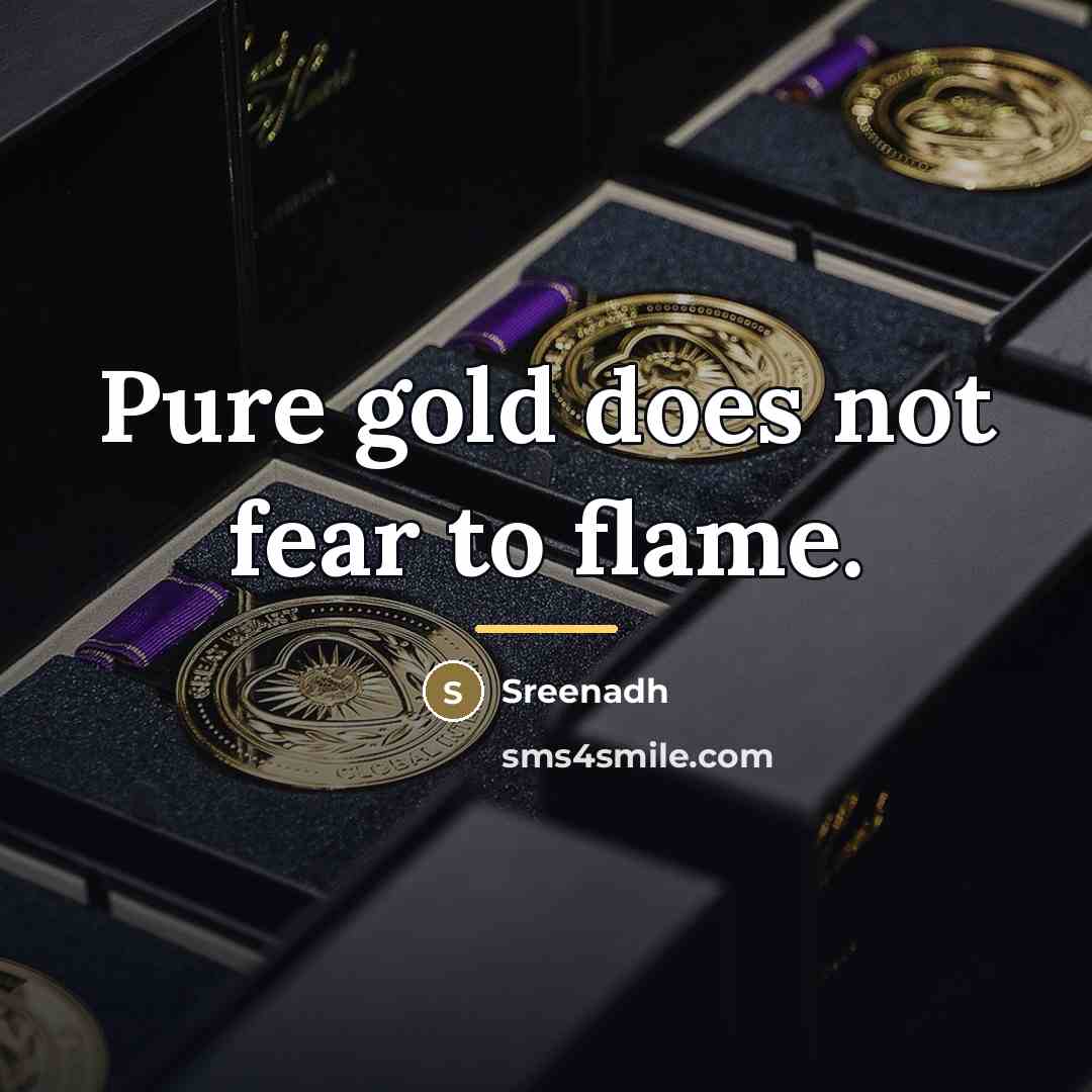 “Pure gold does not fear to flame.…” quote by Sreenadh