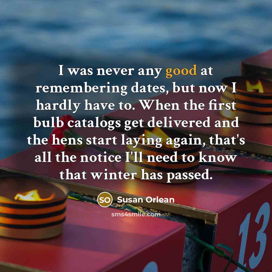 “I was never any good at remembering dates, but now…” quote by Susan Orlean