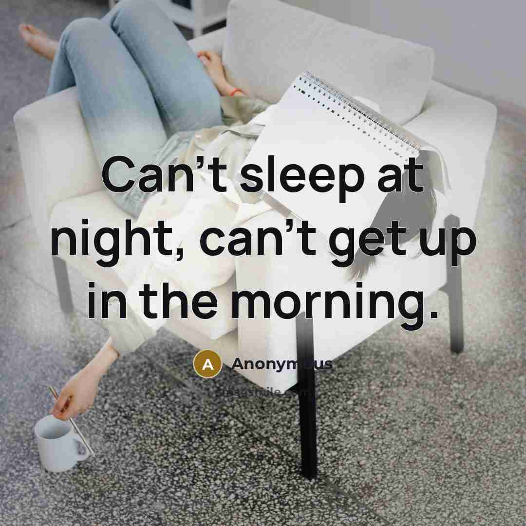 “Can't sleep at night, can't get up in the morning.…” quote by Anonymous