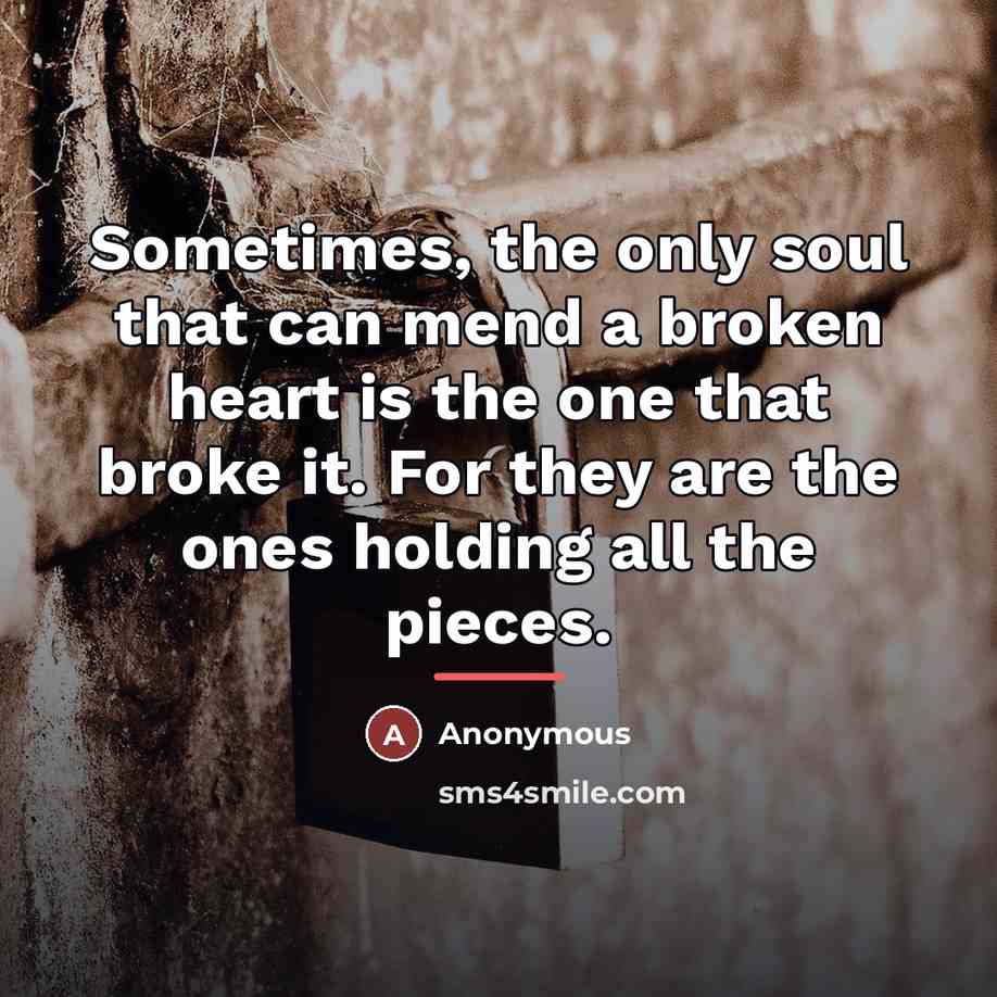 “Sometimes, the only soul that can mend a broken heart…” quote by Anonymous