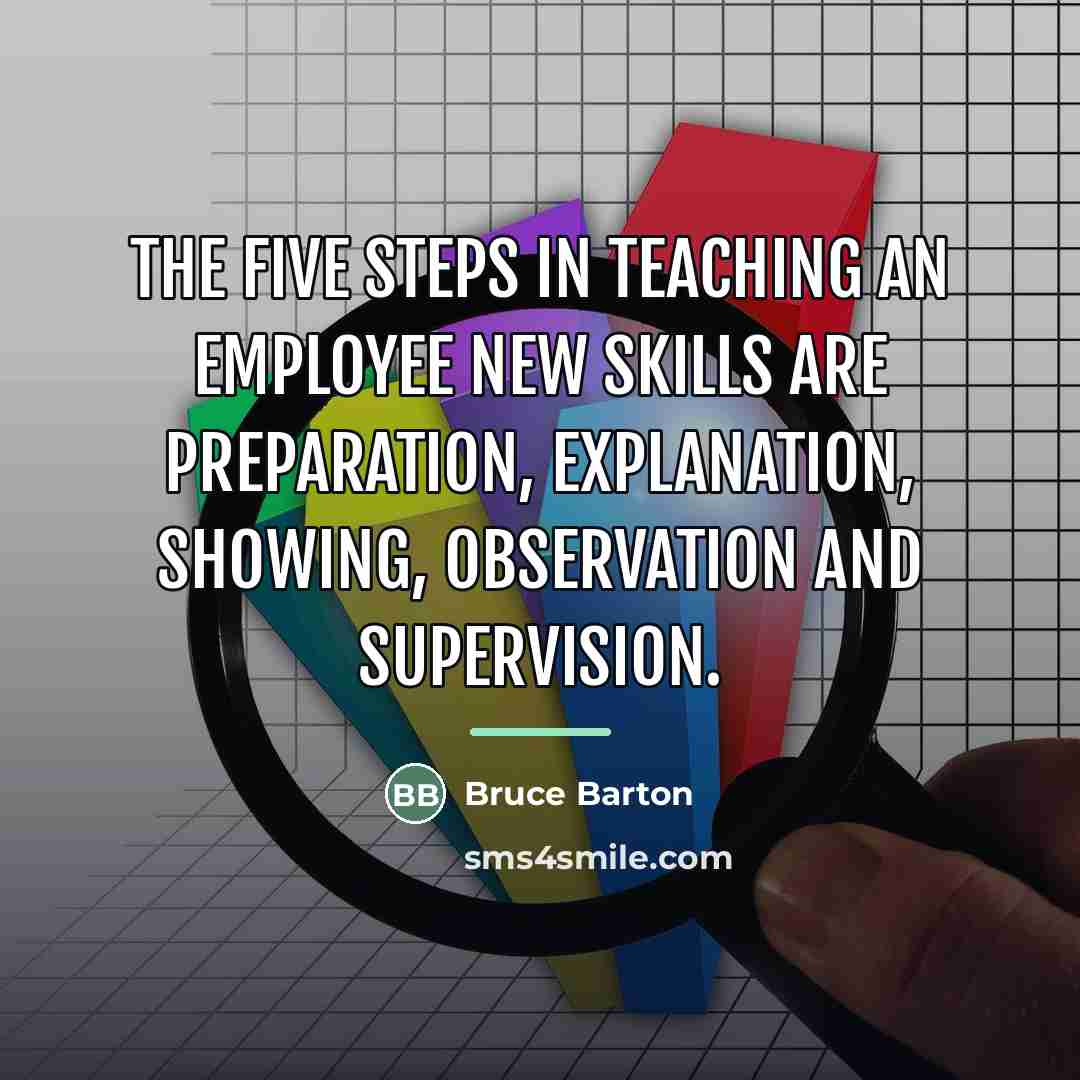 “The five steps in teaching an employee new skills are…” quote by Bruce Barton