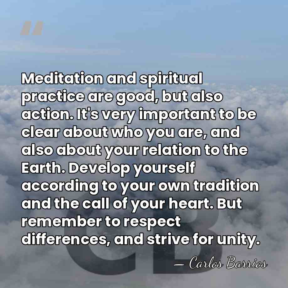 Meditation and spiritual practice are good, but also action. It's very important&hellip; - Carlos Barrios