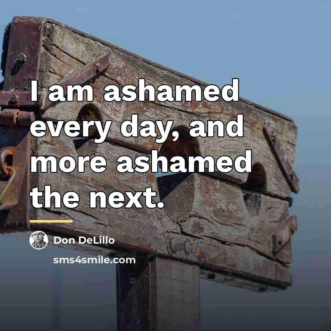 “I am ashamed every day, and more ashamed the next.…” quote by Don DeLillo