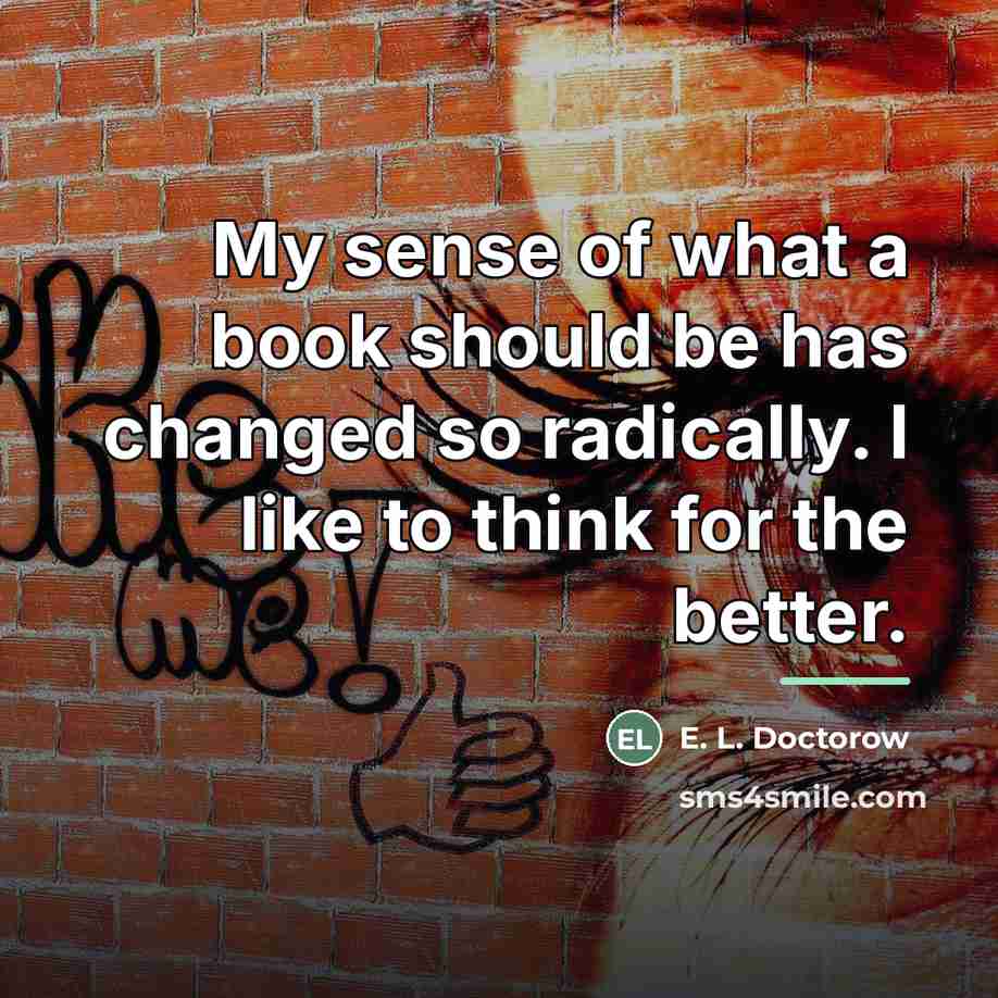 “My sense of what a book should be has changed…” quote by E. L. Doctorow
