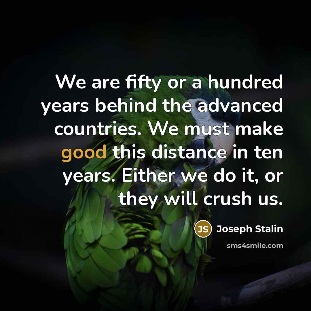 “We are fifty or a hundred years behind the advanced…” quote by Joseph Stalin