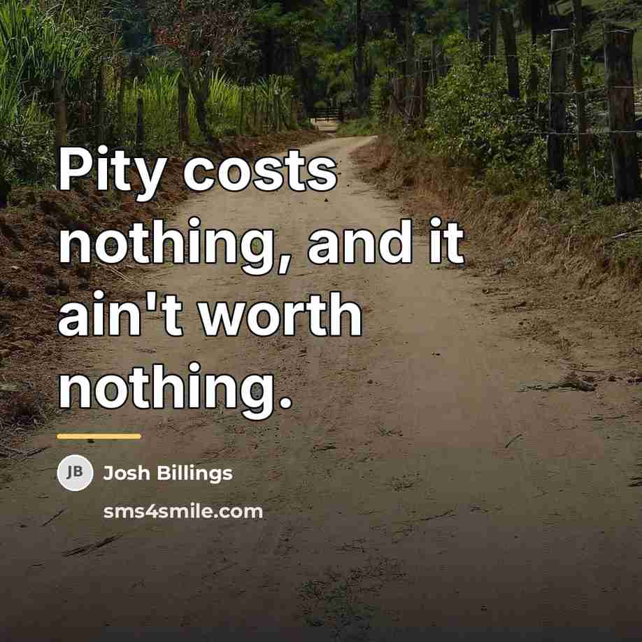 “Pity costs nothing, and it ain't worth nothing.…” quote by Josh Billings
