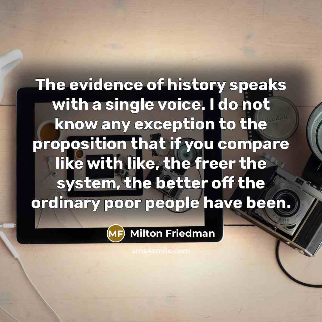 “The evidence of history speaks with a single voice. I…” quote by Milton Friedman