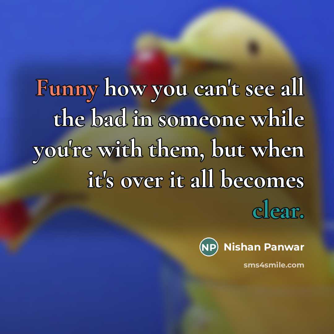 “Funny how you can't see all the bad in someone…” quote by Nishan Panwar