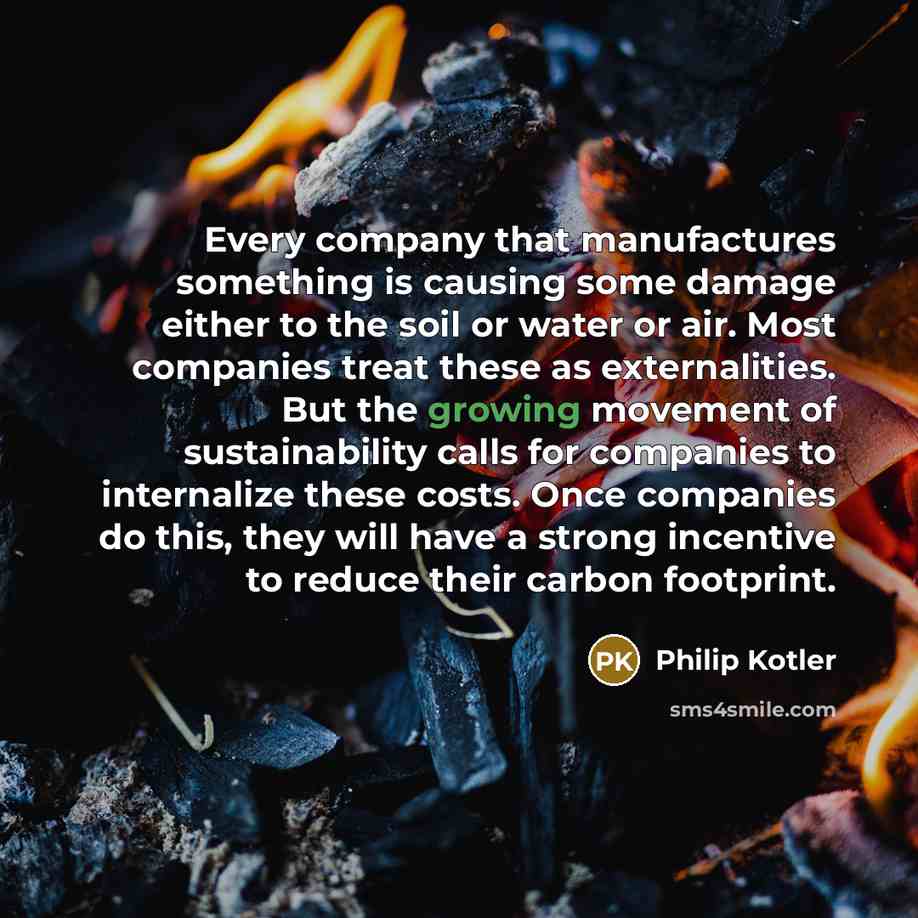 “Every company that manufactures something is causing some damage either…” quote by Philip Kotler