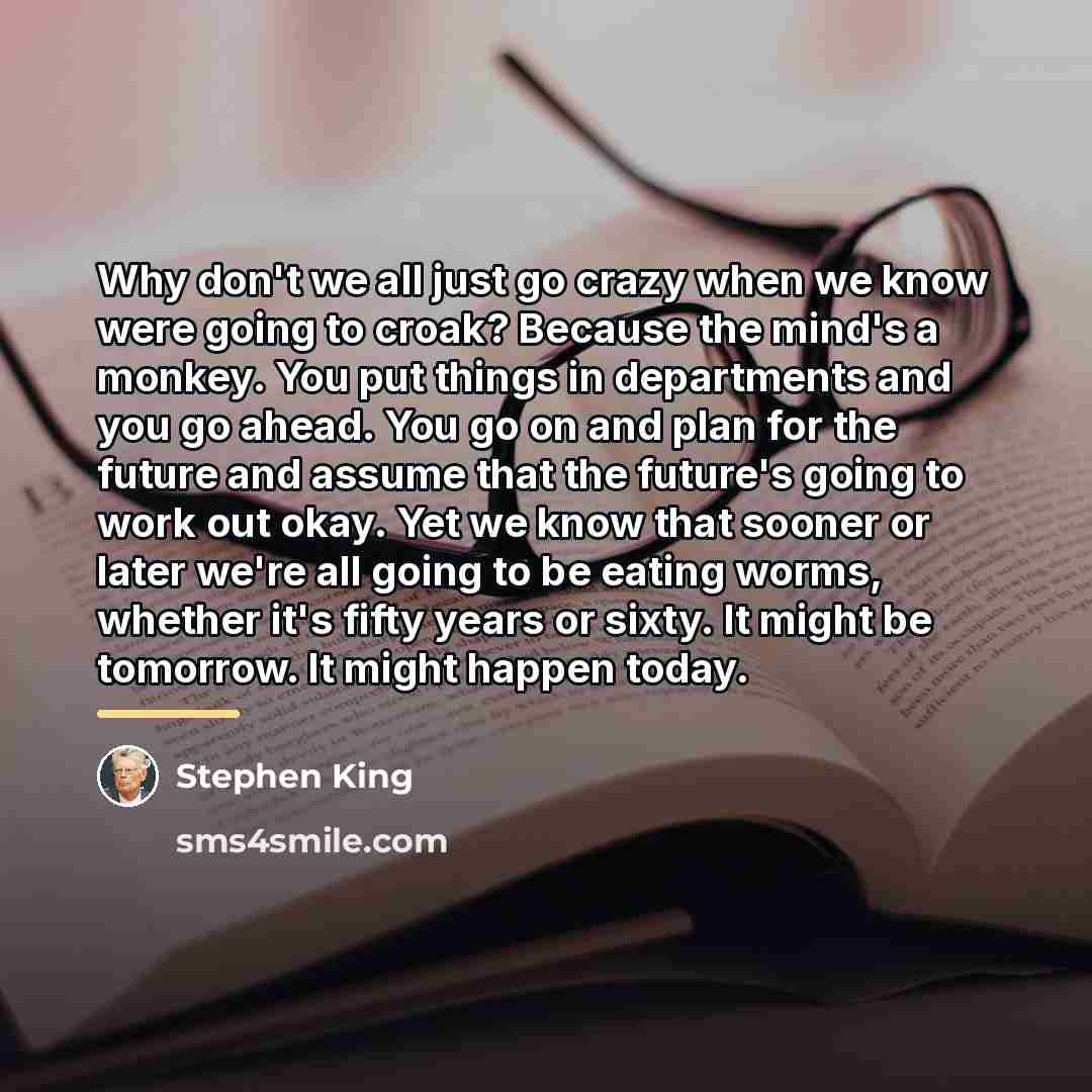 “Why don't we all just go crazy when we know…” quote by Stephen King