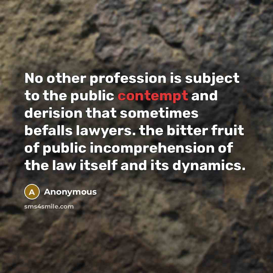 “No other profession is subject to the public contempt and…” quote by Anonymous