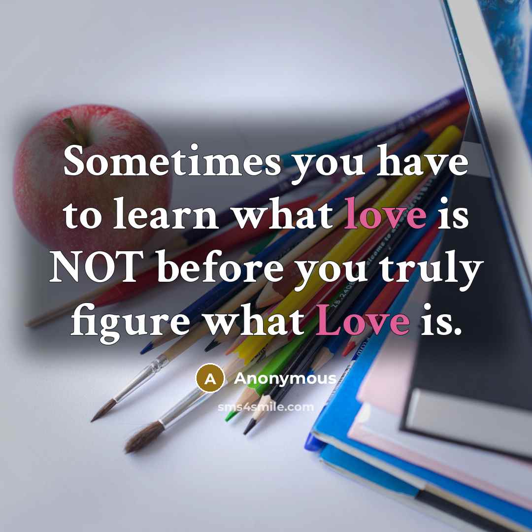 “Sometimes you have to learn what love is NOT before you truly figure what Love is.” quote by Anonymous